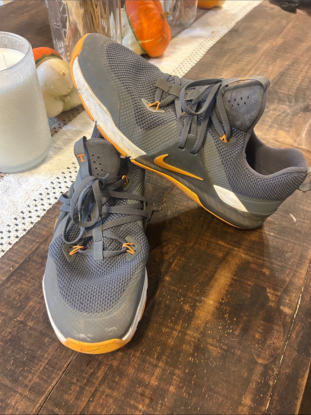 Nike Men’s Gray and Orange Training Sneakers